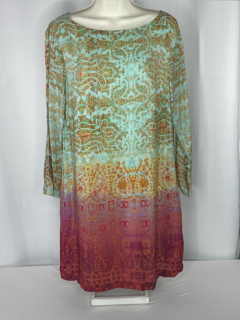Anthropologie Maeve Cleome Silk Ombre Shift Dress M Boho